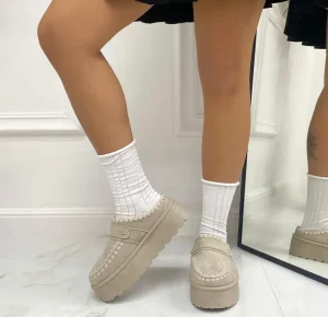 Primi Tacchi Ester - Stivaletto Eskimo Boots Gomma Alta Beige Fashion