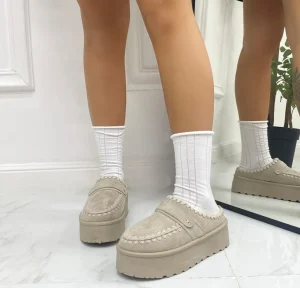 Primi Tacchi Ester - Stivaletto Eskimo Boots Gomma Alta Beige Fashion