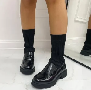 Primi Tacchi Marisa - Mocassino Donna Scarpa Basso Calzino Casual Nero Hot