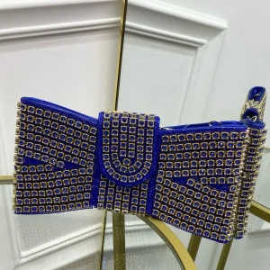 Primi Tacchi Shines - Borsa Donna Manico Cerniera Strass Elegante Nero Argento Blu Sale